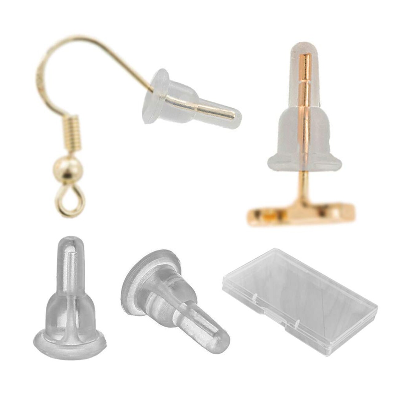 Clear Silicone Earring Backs - 150 Pcs / 75 Pairs Hypoallergenic Secure Push-Back Earring Stoppers for Stud Earrings, 10x6mm Full-Cover Studs Dust-Proof…